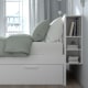 IKEA BRIMNES Small Queen Bed Frame with Storage and Headboard, White & Luroy