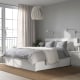 IKEA MALM Small Queen Bed With 2 Storage Boxes, High, White & Luroy