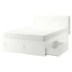 IKEA BRIMNES Super King Bed Frame with Storage and headboard, White & Luroy