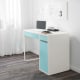 IKEA MICKE Desk 105x50CM White, Light Turquoise