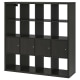 IKEA KALLAX Shelving Unit With 4 Inserts, 147x147 cm Black-Brown