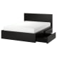 IKEA MALM Bed Frame, High, w 4 Storage Boxes,150x200cm, Black-Brown, Luroy