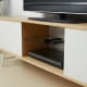 SVENARUM TV Bench With Sliding Doors, Bamboo, White, 170x35x54 cm