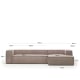 Kave Home Blok 4-Seat Modular Sofa with Right Chaise, Corduroy, Pink