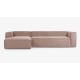 Kave Home Blok 4-Seat Modular Sofa with Left Chaise, Corduroy, Pink