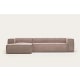 Kave Home BLOK 4-Seat Modular Sofa with Left Chaise, Corduroy, Pink