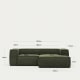 Kave Home Blok 2-Seat Modular Sofa with Right Chaise, Corduroy, Green