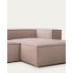 Kave Home Blok 2-Seat Modular Sofa with Right Chaise, Corduroy, Pink