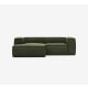 Kave Home BLOK 2-Seat Modular Sofa with Left Chaise, Corduroy, Green