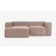 Kave Home Blok 2-Seat Modular Sofa with Left Chaise, Corduroy, Pink