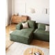 Kave Home Blok 3-Seat Modular Sofa with Left Chaise, Corduroy, Green