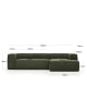 Kave Home Blok 3-Seat Modular Sofa with Right Chaise, Corduroy, Green