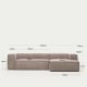 Kave Home Blok 3-Seat Modular Sofa with Right Chaise, Corduroy, Pink