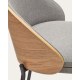 Kave Home EAMY Bar Stool, Grey & Natural, 65cm