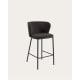 Kave Home Ciselia Shearling Bar Stool, Black, 65cm