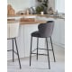 Kave Home CISELIA Shearling Bar Stool, Black, 65cm