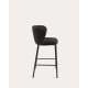 Kave Home Ciselia Shearling Bar Stool, Black, 65cm