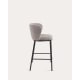 Kave Home Ciselia Shearling Bar Stool, Grey, 65cm