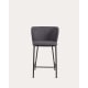 Kave Home Ciselia Chenille Bar Stool, Dark Grey