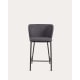 Kave Home CISELIA Chenille Bar Stool, Dark Grey, 65cm