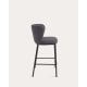 Kave Home Ciselia Chenille Bar Stool, Dark Grey