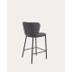 Kave Home Ciselia Chenille Bar Stool, Dark Grey