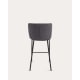Kave Home Ciselia Chenille Bar Stool, Dark Grey
