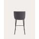 Kave Home CISELIA Chenille Bar Stool, Dark Grey, 65cm