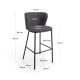 Kave Home Ciselia Chenille Bar Stool, Dark Grey