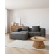 Kave Home Blok Corduroy Rectangle Cushion, Grey, 60x40cm