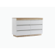 Lifely Cuppa Wooden 6 Chest of Drawer, Natural Oak White, 40Wx110Lx67H cm