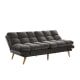 Lifely Buffy 3 Seater Velvet Sofa Bed, Charcoal, 110Wx190Lx47H cm