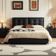 Linspire Obsidian Leather Small Queen Bed Frame