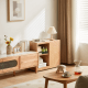 Linspire Cubby Sintered Stone Top Side Table with Castors, 30x70x62cm, Natural