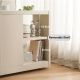 Linspire Cubby Sintered Stone Top Side Table with Castors, 30x63x63cm, Off-White