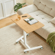 Linspire Islet Height Adjustable Pneumatic Side Table with Castors, Natural & White