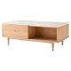 Linspire Ventus Solid Oak Coffee Table with Sintered Marble Top, 1.3M, Natural