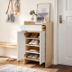 Linspire Miro Shoe Cabinet, Small, Natural & White