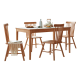 Linspire Ventus Solid Wood Dining Table with 4 Chairs Set, White Marble