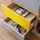 Linspire Slate Dual Study Desks and 2 Chairs Set, Grey & White & Yellow