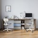 Linspire Slate Dual Study Desks & 2 Chairs Set, Grey & Blue