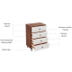 Linspire Fresko Chest of 4 Drawers, White & Walnut