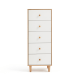 Linspire Fresko Chest of 5 Drawers, White & Natural, Narrow