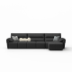 Linspire Plume Leather 5-Seater Sofa with Ottoman, Black