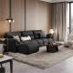 Linspire Plume Leather 5-Seater Sofa with Ottoman, Black