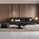 Linspire Plume Leather 5-Seater Sofa with Ottoman, Black
