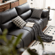 Linspire Plume 4.5-Seater Leather Sofa with Ottoman, Black