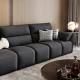 Linspire Plume Leather 5-Seater Sofa with Ottoman, Black