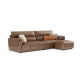 Linspire Plume Leather 4-Seater Sofa with Ottoman, Caramel