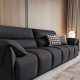 Linspire Plume 3.5-Seater Leather Sofa with Ottoman, Black